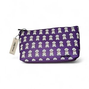 Marc Tato Purple Puppy Print Cosmetic Bag